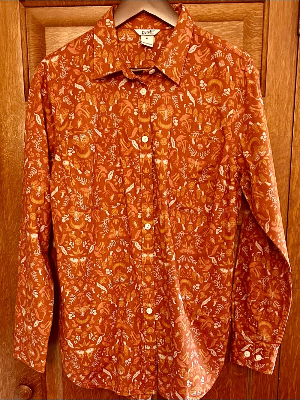 Duluth Trading Co Rust Orange Printed Long-Sleeve Button-Down Shirt